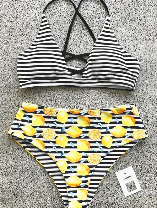 lemon-printed-striped-swimsuit