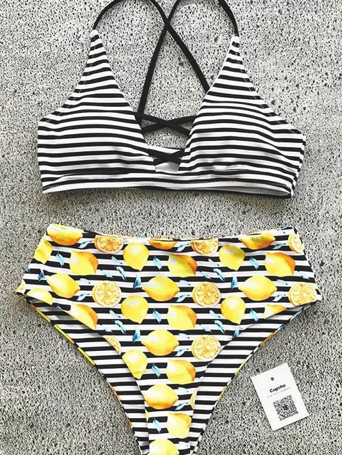 lemon-printed-striped-swimsuit