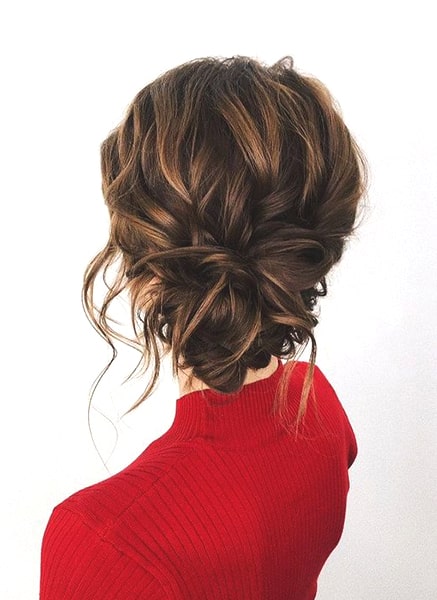 Messy bun hairstyle