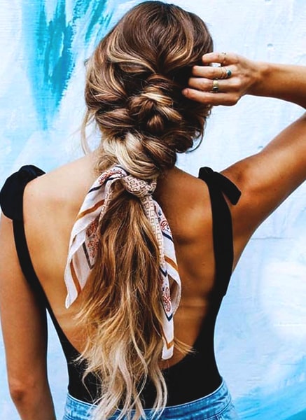 ponytail-with-scarf-hairstyle