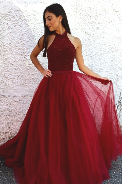 halter-neck-red-tulle-prom-dress