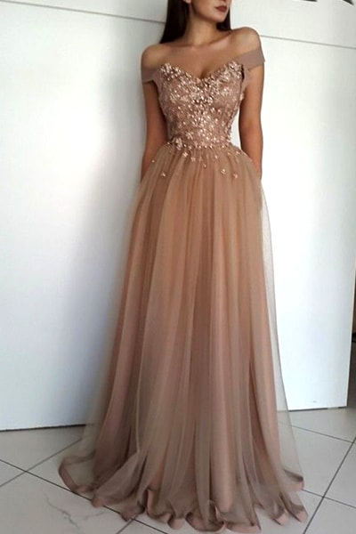 off-the-shoulder-nude-prom-dress