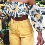 banana-printed-off-the-shoulder-yellow-pant-outfit