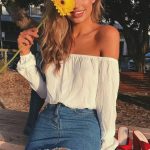 denim-skirt-off-the-shoulder-outfit