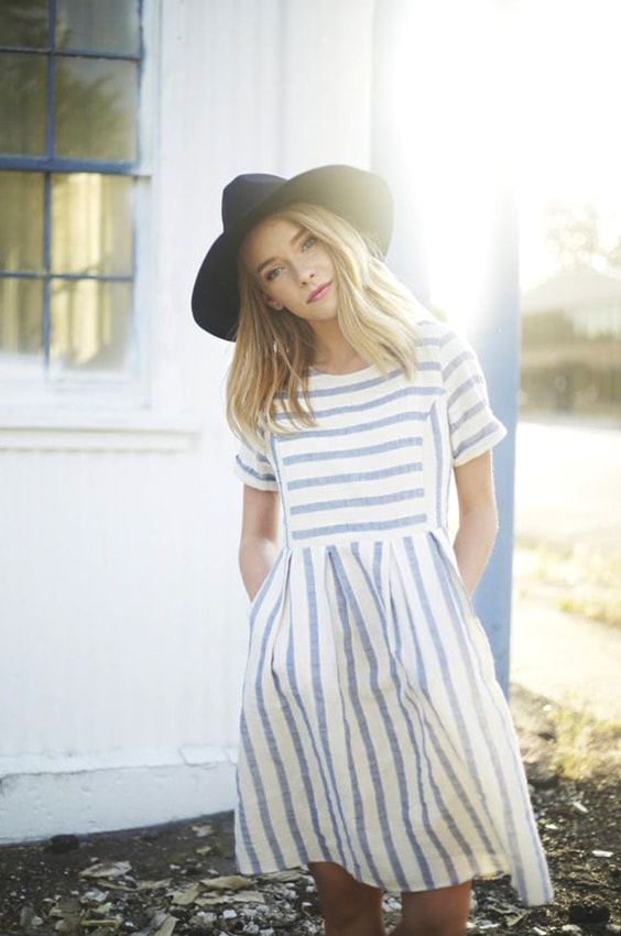 striped-cotton-dress-hat-outfit