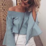 white-denim-skirt-off-the-shoulder-top