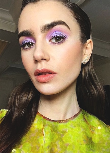 lily-collins-purple-makeup-look