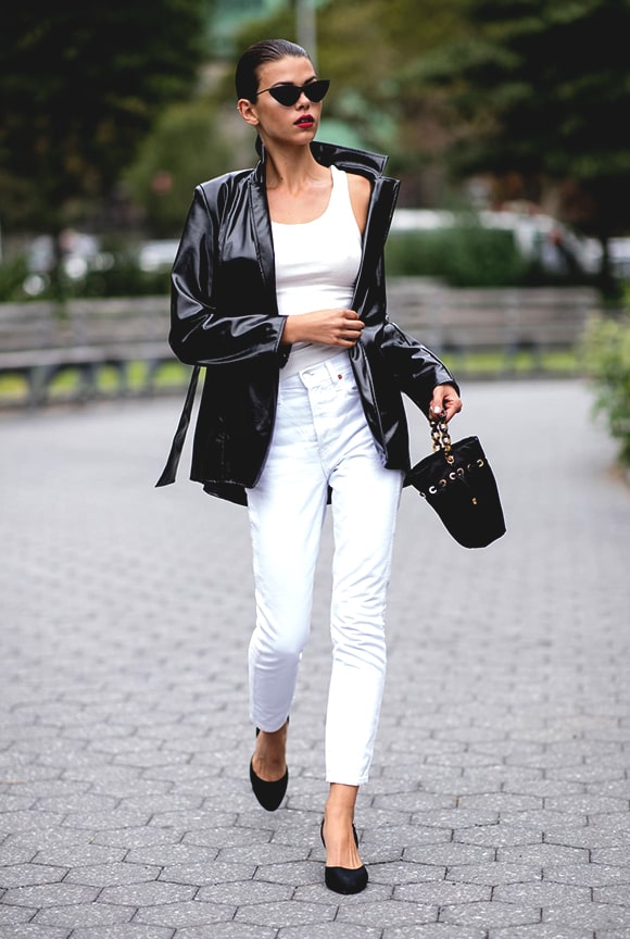 black-leather-jacket-white-pant-outfit-street-style-newyork-fashion-week-spring-2019-min