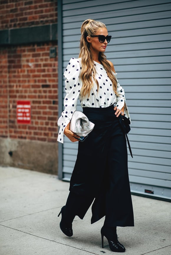 polka-dot-shirt-paris-hilton-street-style-nyfw-spring-2019-min