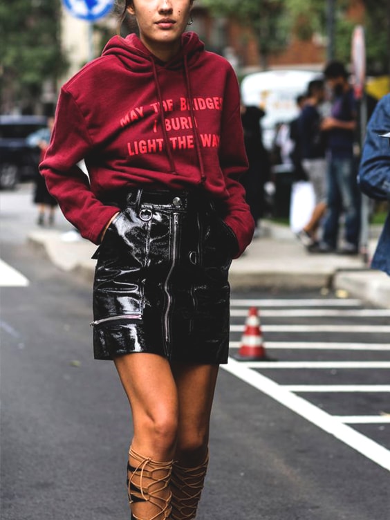 red-graphic-sweatshirt-leather-black-skirt-outfit-for-fall-school