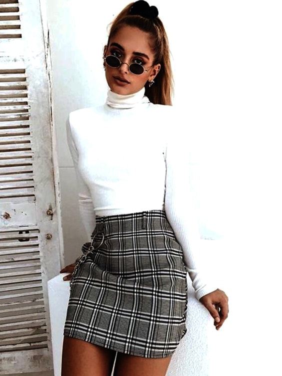 plaid skirt fall outfit