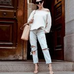 how-to-wear-boyfriend-jeans-white-off-the-shoulder-top