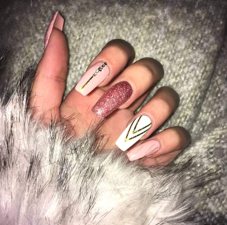 Red Matte Coffin Nails With Diamonds