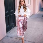 pink-long-sequin-skirt-white-blouse-outfit-christmas-outfit-ideas-min