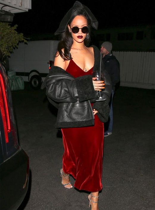 rihanna-in-a-red-velvet-dress-new-years-eve-outfit-ideas-min