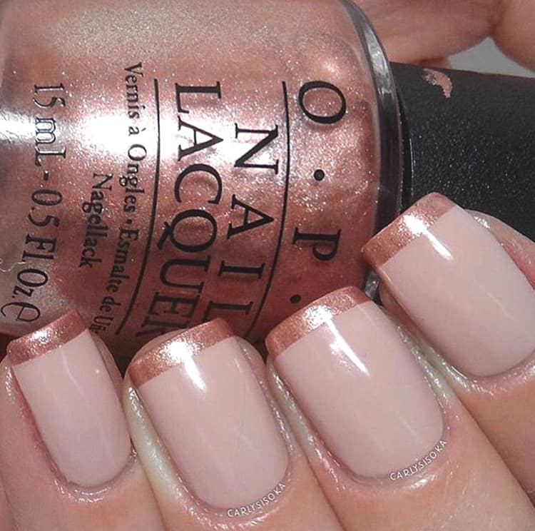 Rose Gold French Tips Manicure Min Ecemella