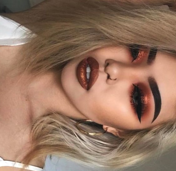 metallic-copper-makeup-night-out-makeup-ideas