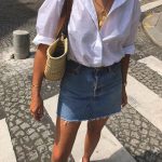 denim-skirt-and-white-shirt-spring-outfit-idea