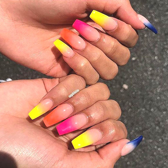 neon-ombre-summer-nail-art-design | Ecemella