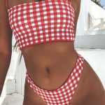 retro-printed-plaid-red-swimsuit-2019-trends