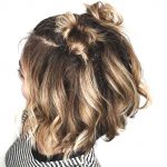 double-buns-short-hair-wavy-hairstyles