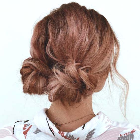 Low Double Buns Short Hairstyles Ecemella