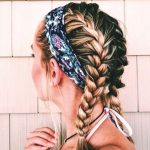 short-braided-hairstyle-with-scarf