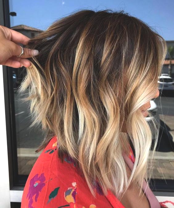 Choppy Long Bob Ombre Hair Ecemella
