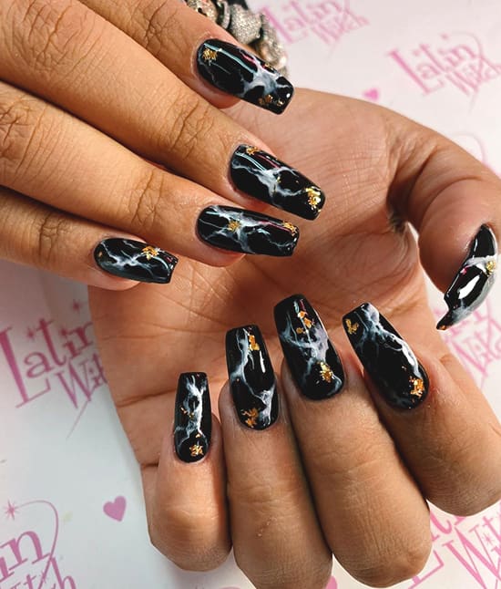 Black Marble Nail Art Idea Ecemella